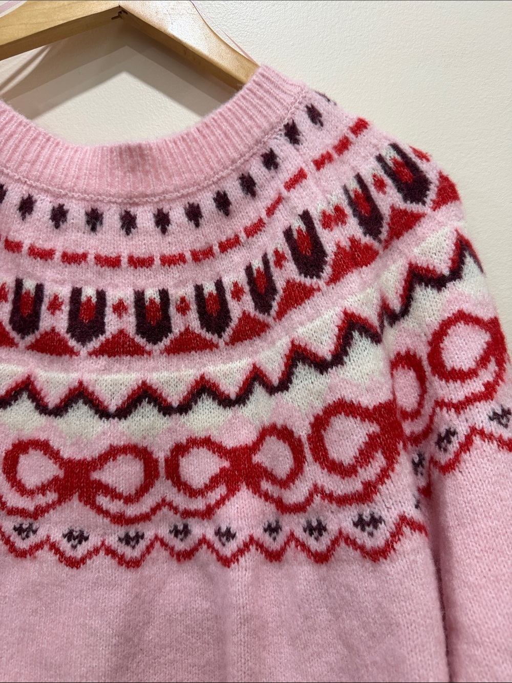 Revolve House of Harlow 1960 Pink & Red Fair Isle Cropped Cardigan - Picture 16 of 16
